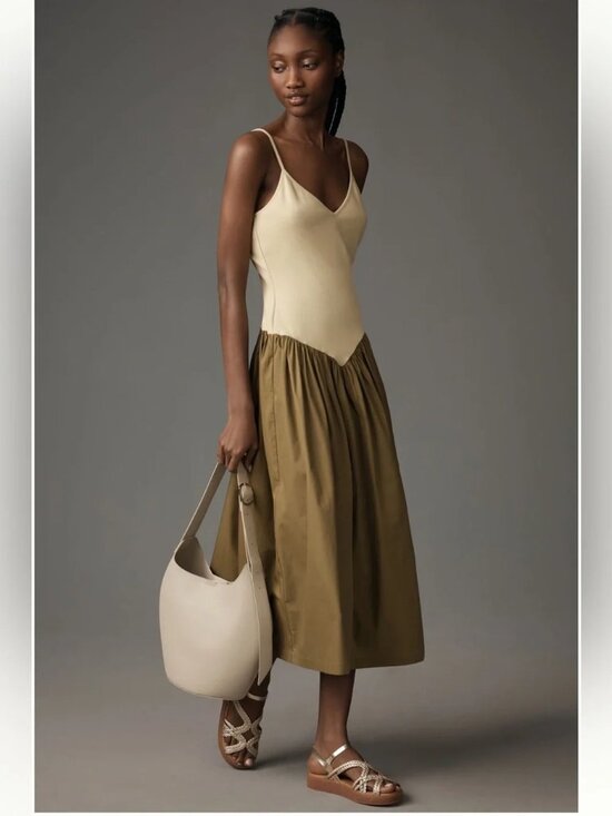 Dresses & Skirts - Anthropologie Maeve sleeveless ribbed poplin twofer midi dress size xs